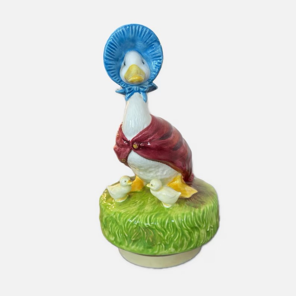 Handpainted Beatrix Potter - Jemima Puddleduck and Chicks Rotating Music Box